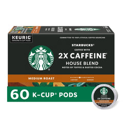 Starbucks 2X Caffeine House Blend pod close-up highlighting bold aroma