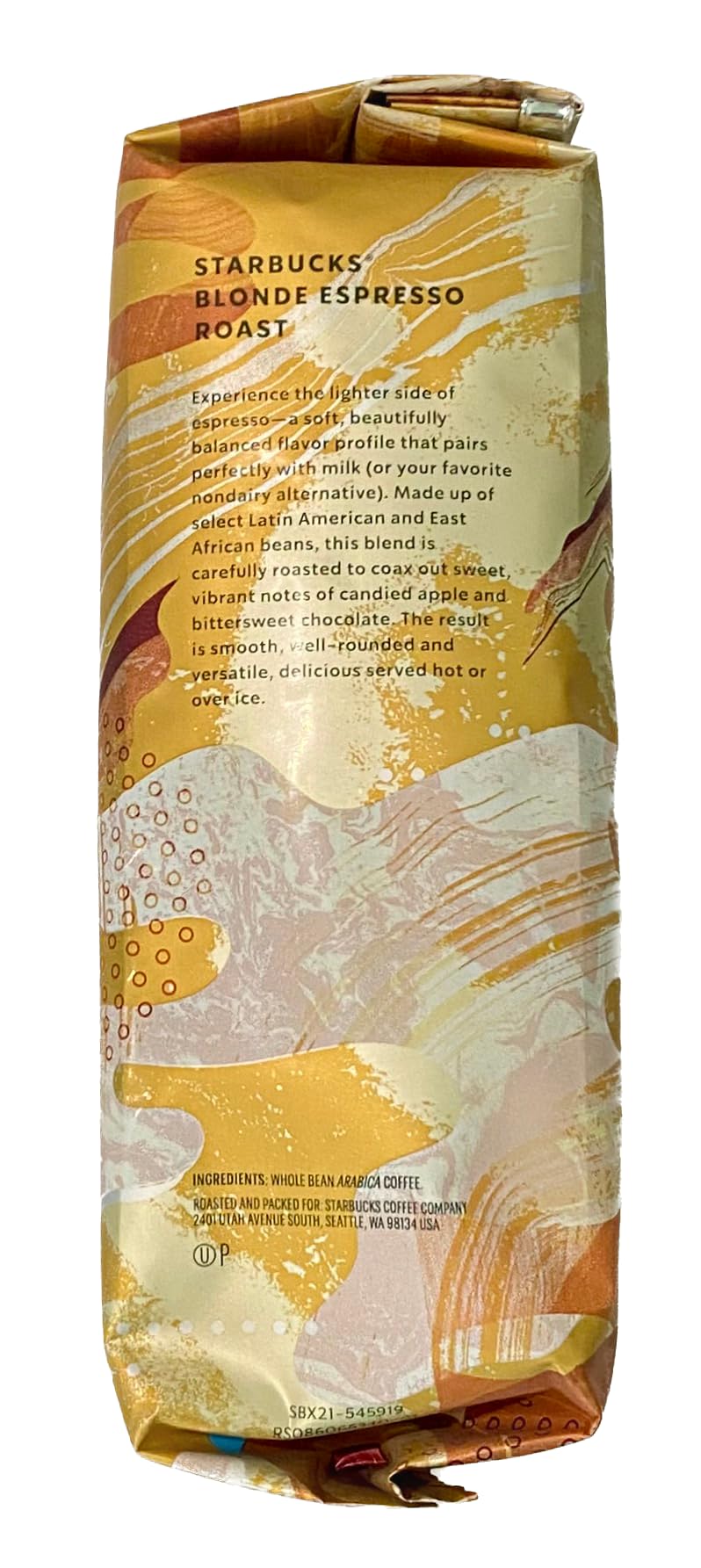 Starbucks Blonde Espresso Roast cup showing a bright, smooth flavor profile