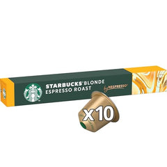 Starbucks Blonde Roast pod closeup highlights smooth aroma and clean finish.