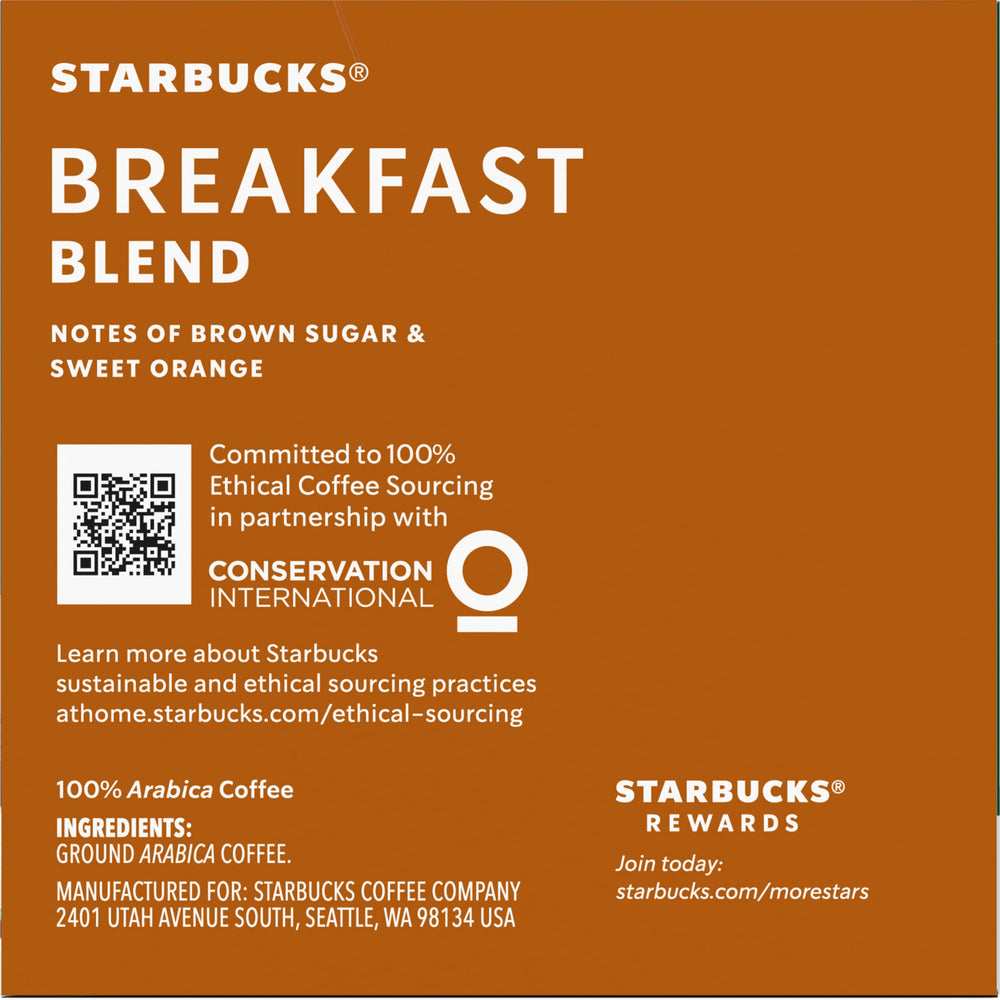 Starbucks Breakfast Blend K-Cup pods arranged for quick morning routines.
