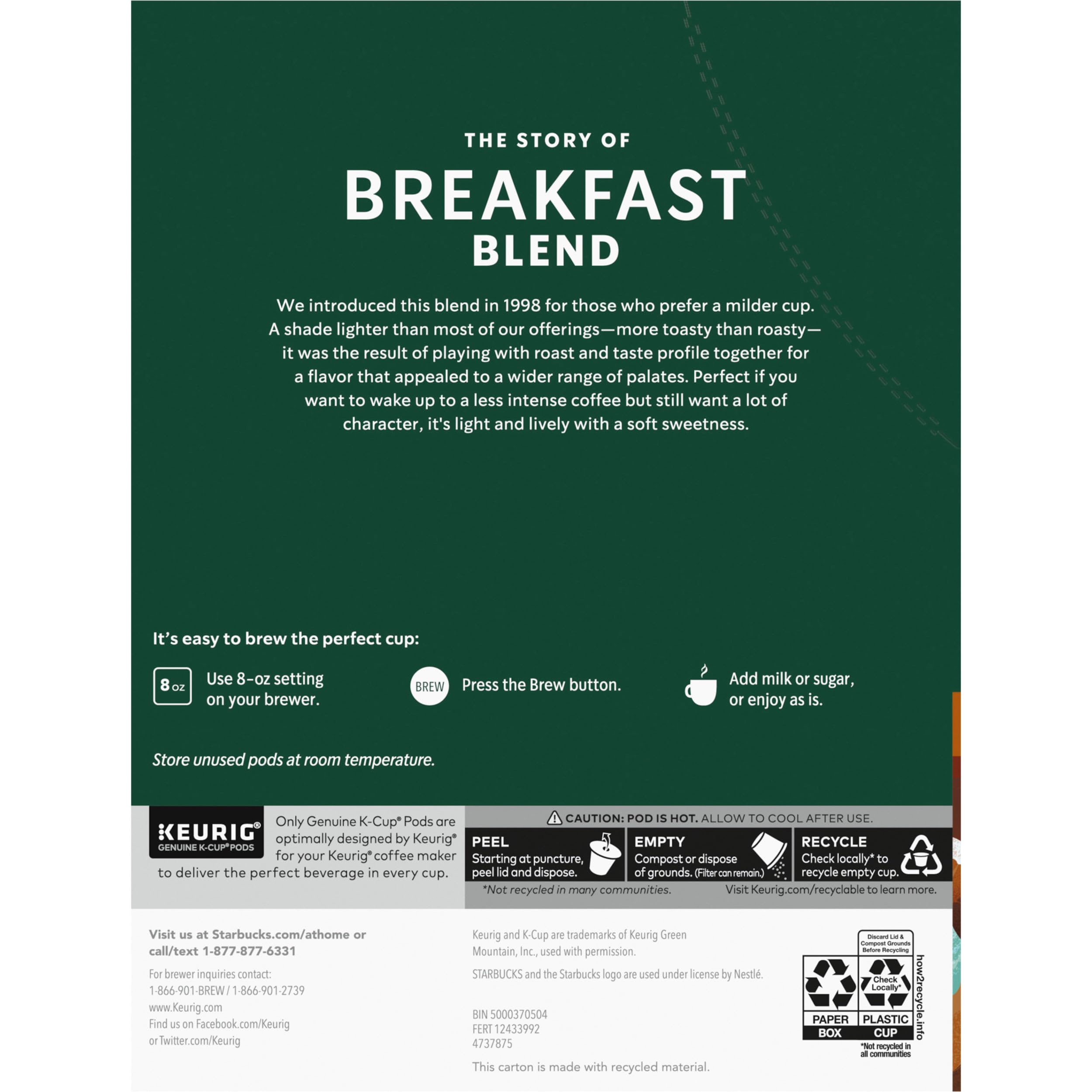 Starbucks Breakfast Blend packaging mockup communicates consistency.