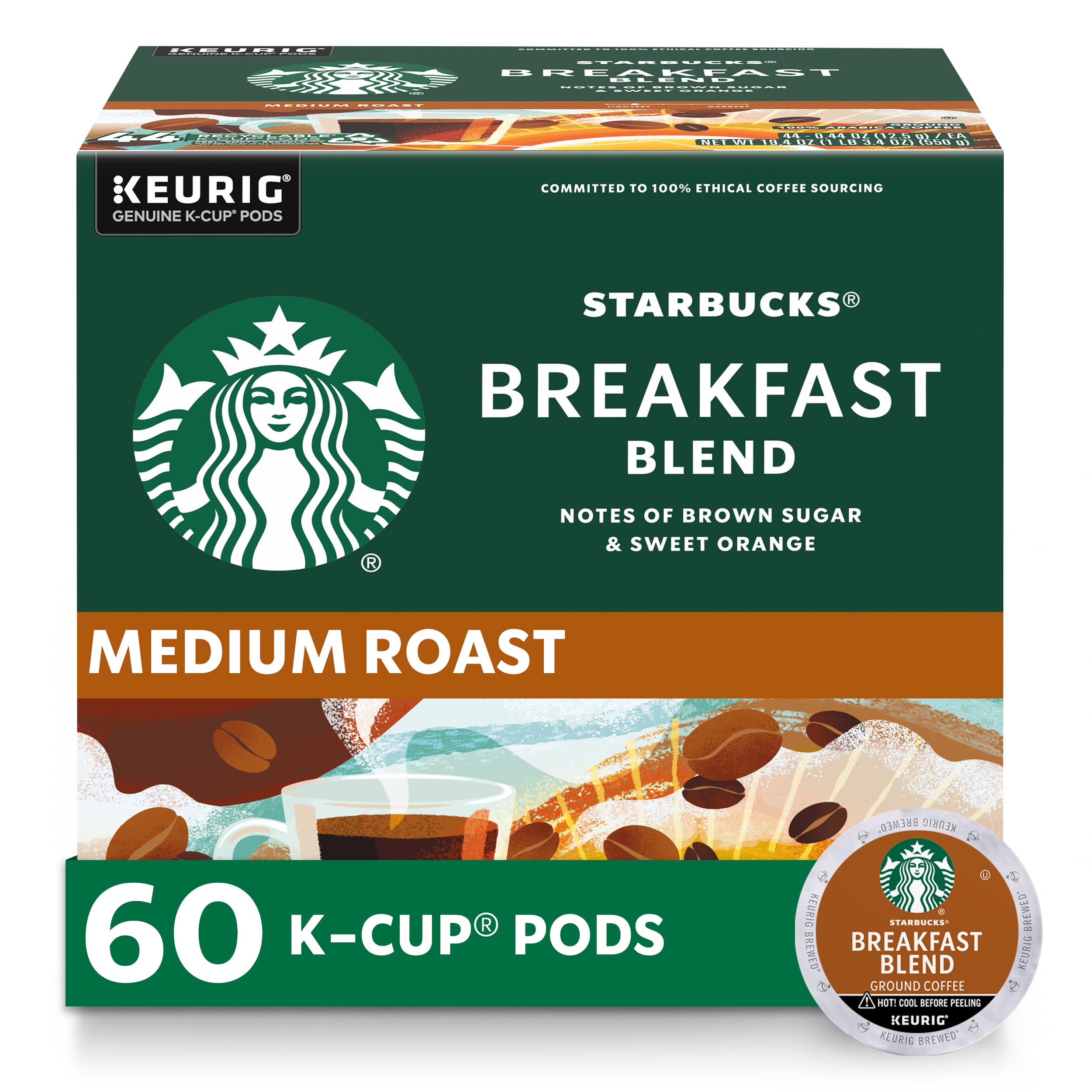 Starbucks Breakfast Blend pod brew close-up showing balanced aroma and flavor