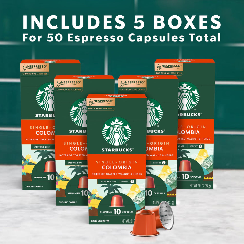 Starbucks by Nespresso Colombia single-origin capsule pack for home brews.