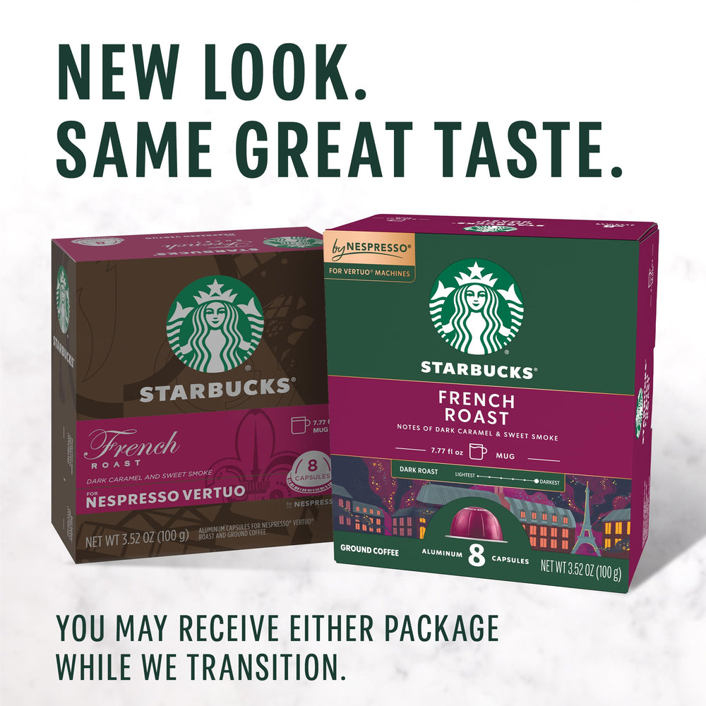 A dark roast brew from Starbucks by Nespresso Vertuo, delivering bold, full-bodied flavor.