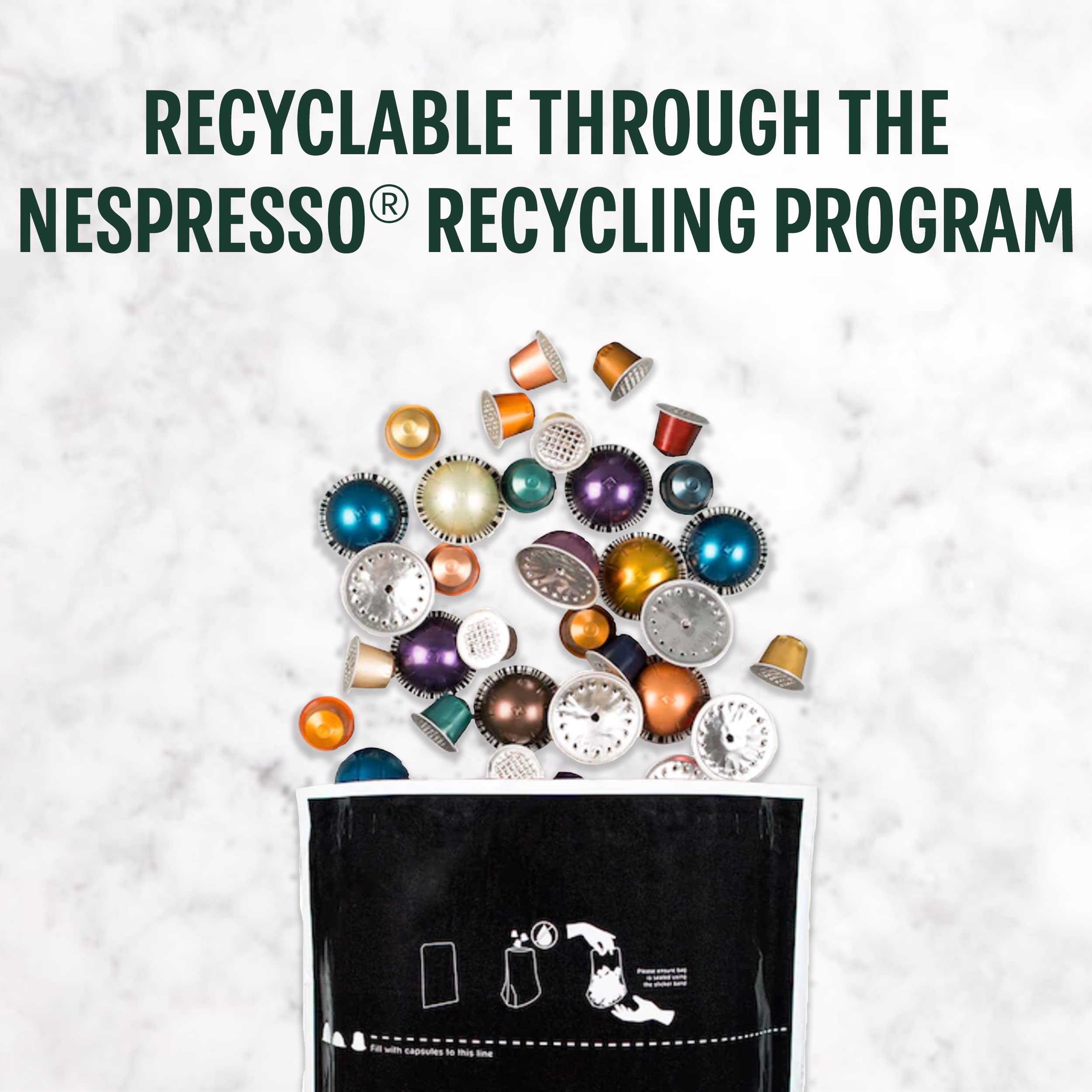 Recyclable Starbucks by Nespresso Vertuo capsules through Nespresso program.