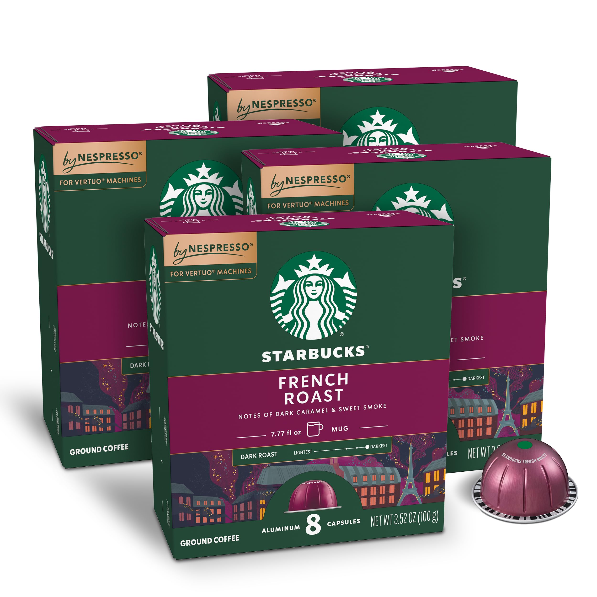 Starbucks by Nespresso Vertuo French Roast capsules in a 32-count pack for home brewing.