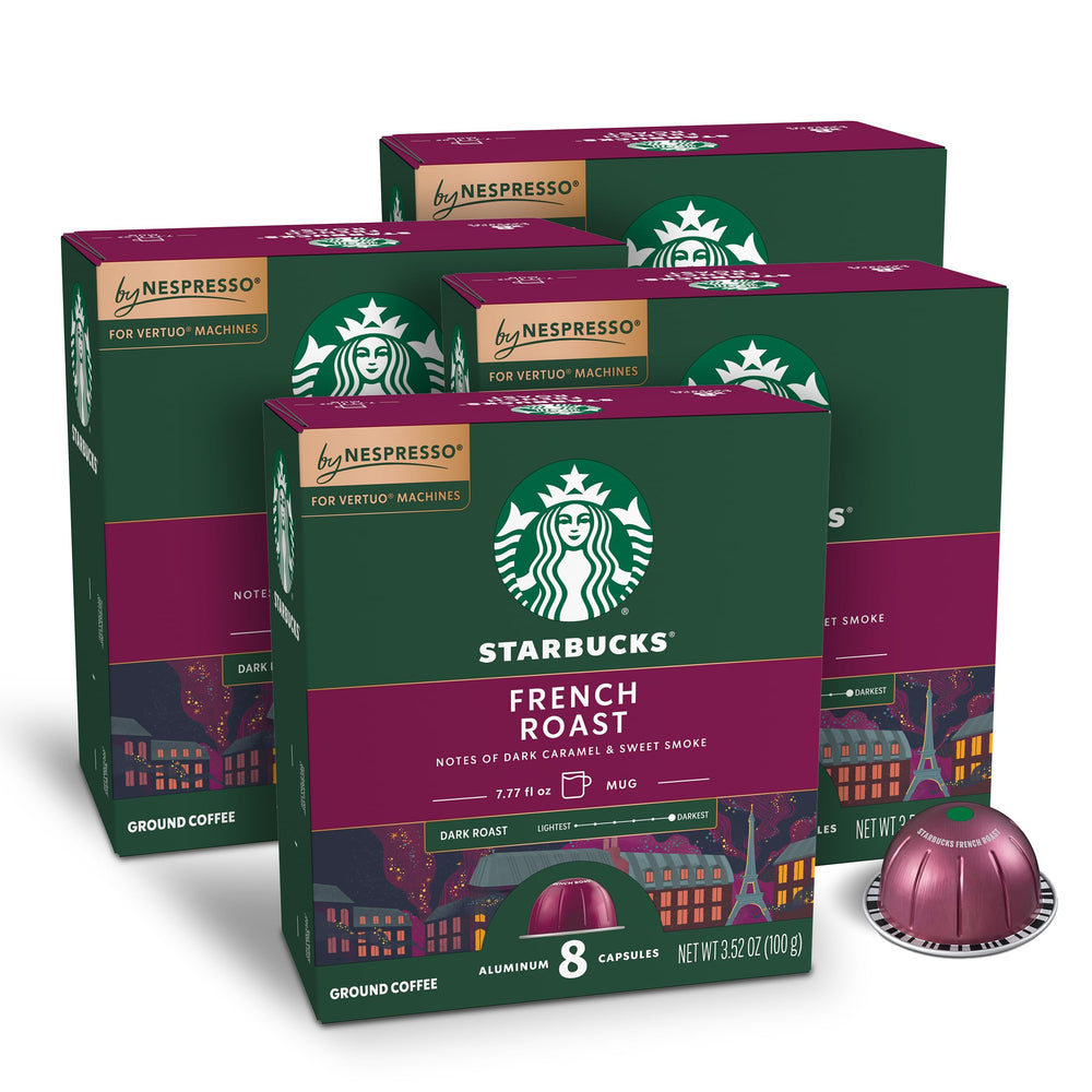 Starbucks by Nespresso Vertuo French Roast capsules in a 32-count pack for home brewing.