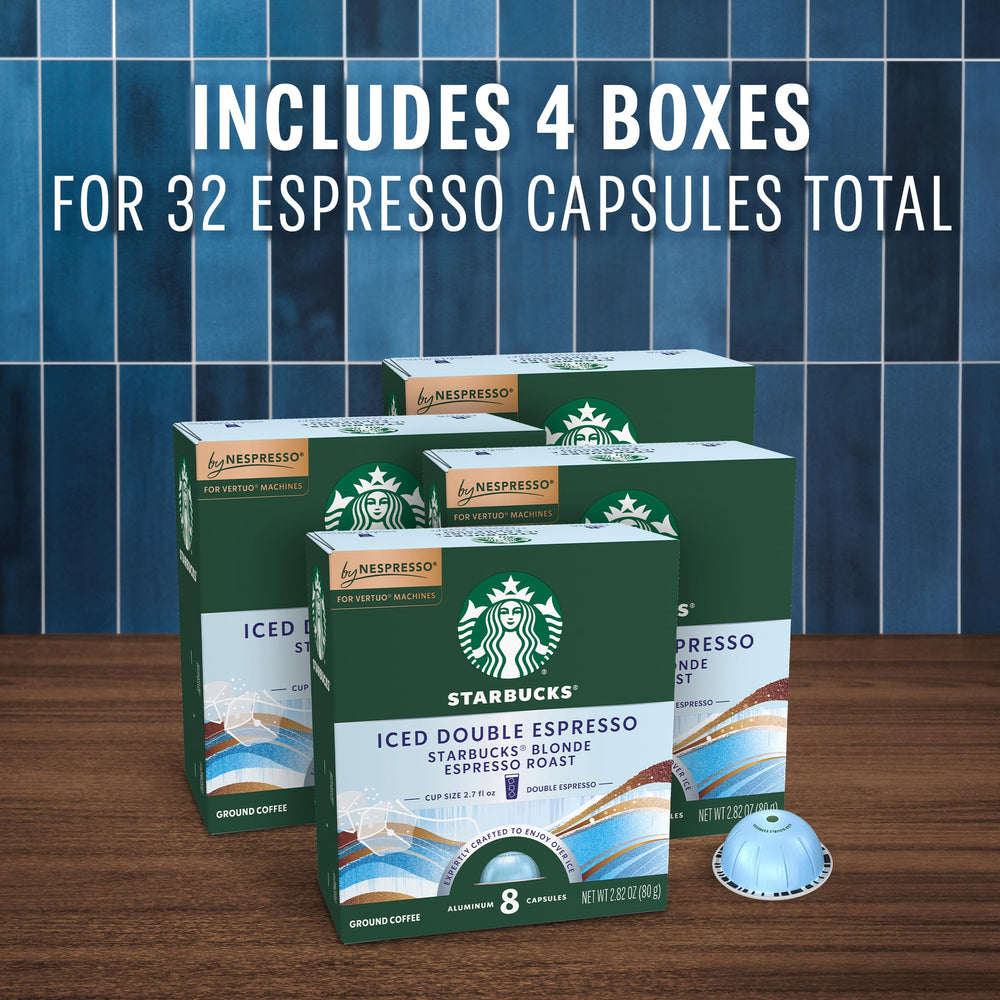 Starbuck s by Nespresso Vertuo iced blond roast capsules on ice for refreshing drinks