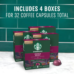 Roasty aroma notes of caramel and smoke from Starbucks Vertuo French Roast capsules.