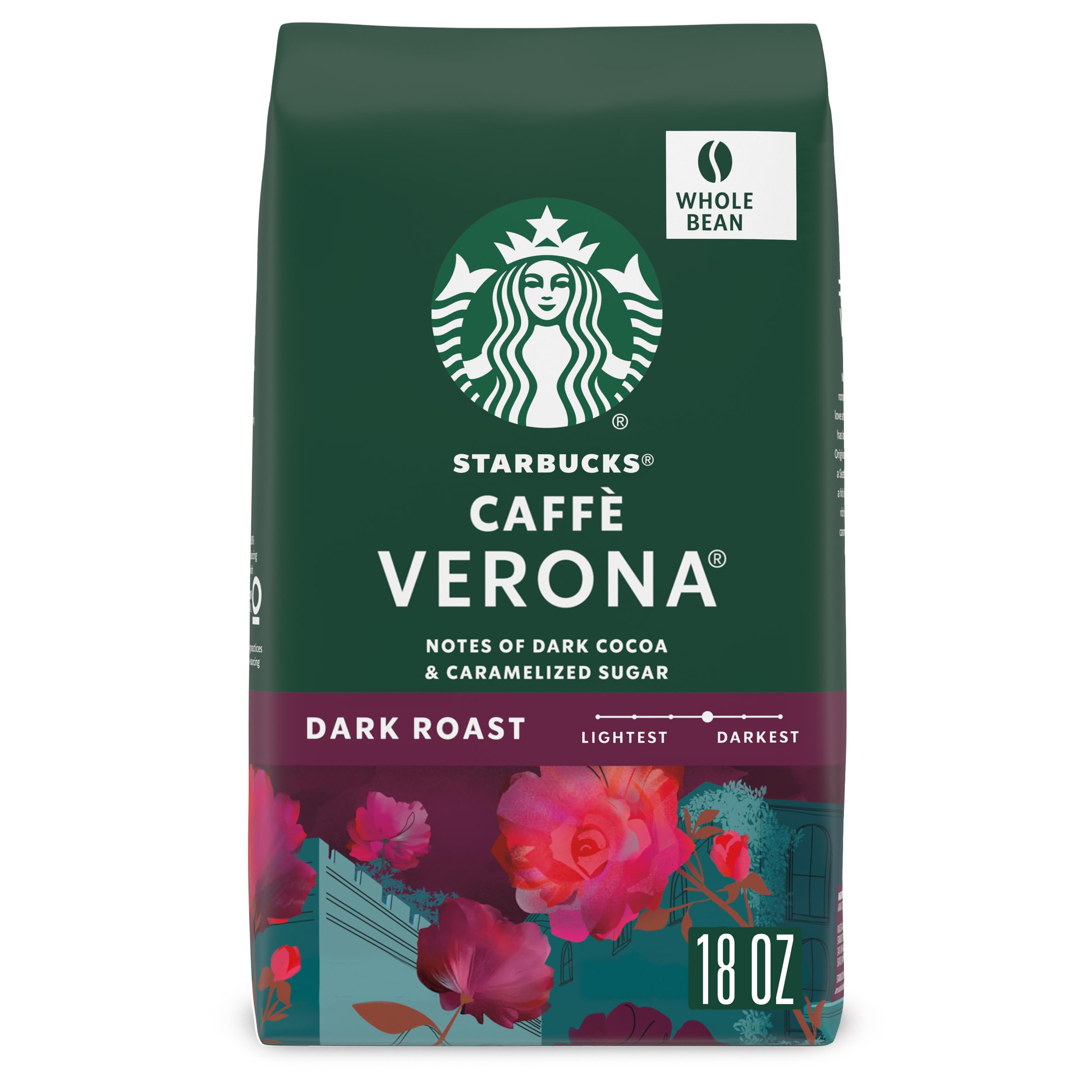 Starbucks Caffè Verona whole bean bag ready for versatile brewing