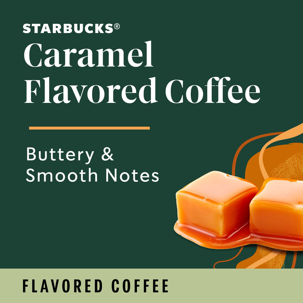 Hot caramel-flavored Starbucks coffee poured into a mug for a cozy moment.