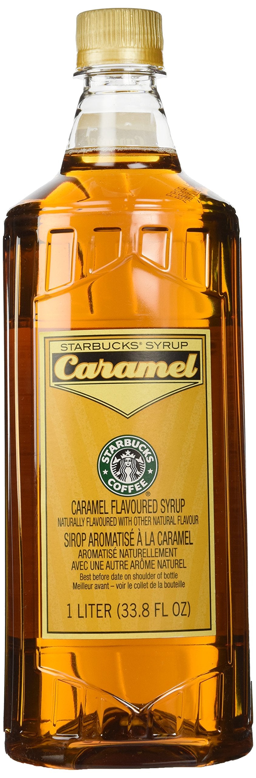 Starbucks Caramel Syrup bottle, smooth pour for home and office beverages