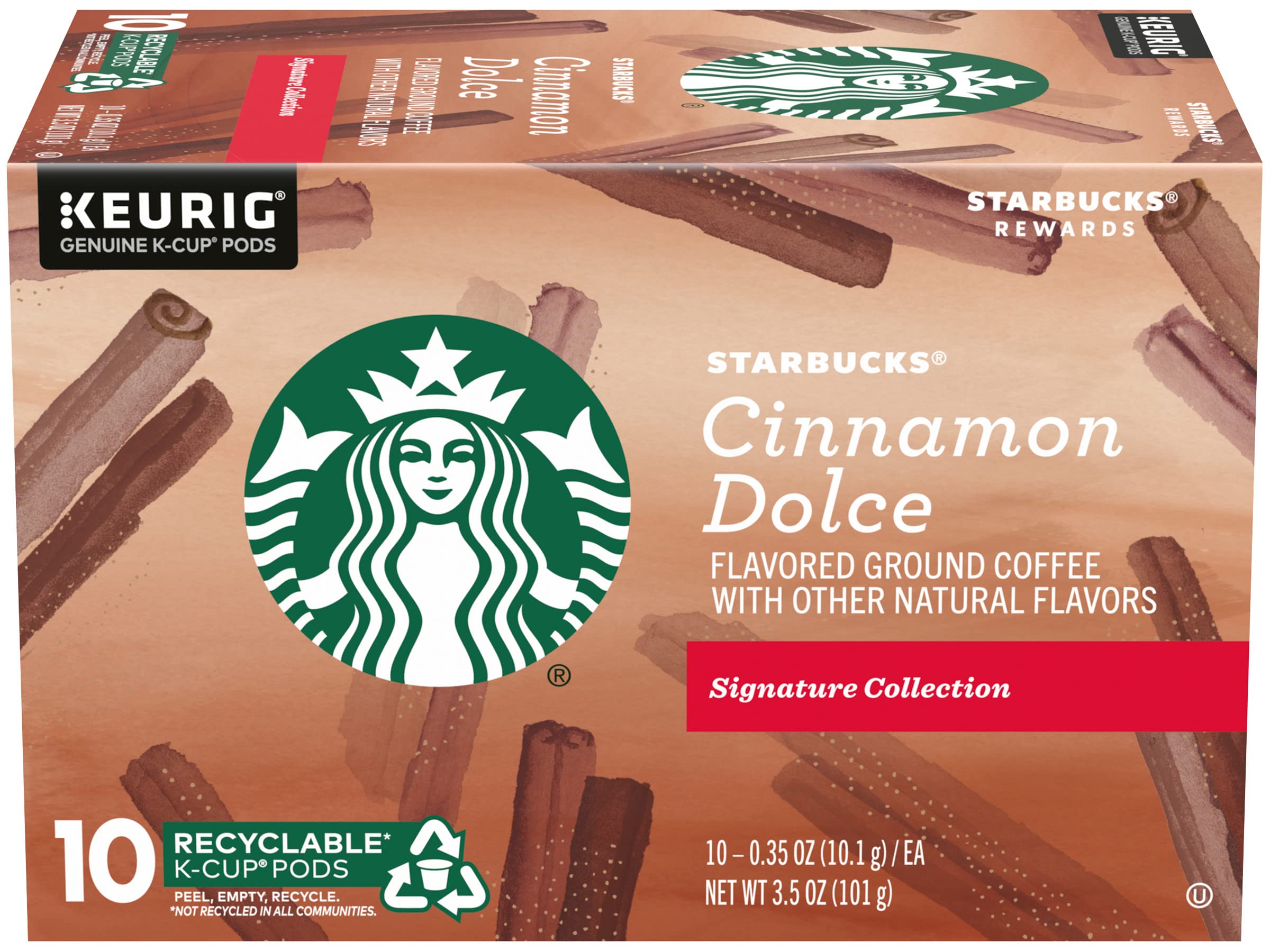 Starbucks Cinnamon Dolce box front displaying two-box set for home use.