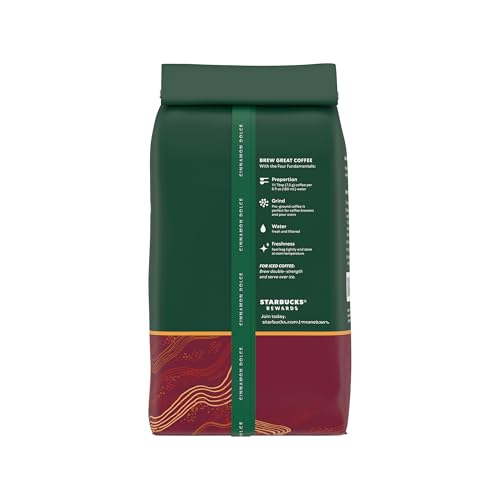 Starbucks Cinnamon Dolce ground coffee ideal for drip or pour-over.