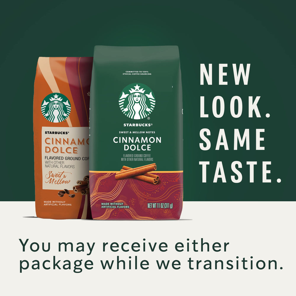 Starbucks Cinnamon Dolce front pack view emphasizing pack-of-three convenience.