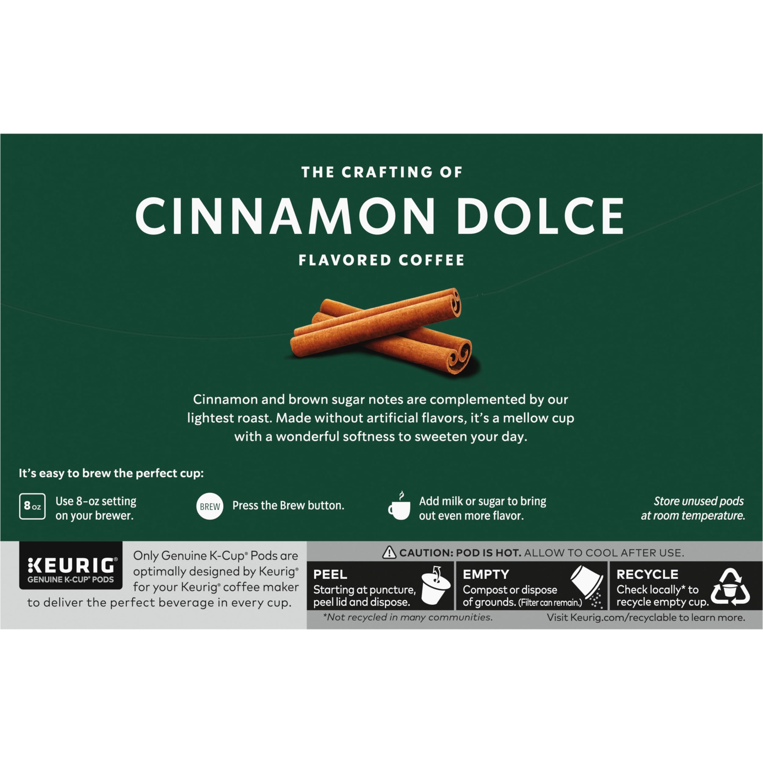 Starbucks Cinnamon Dolce mug with steam and inviting scent.