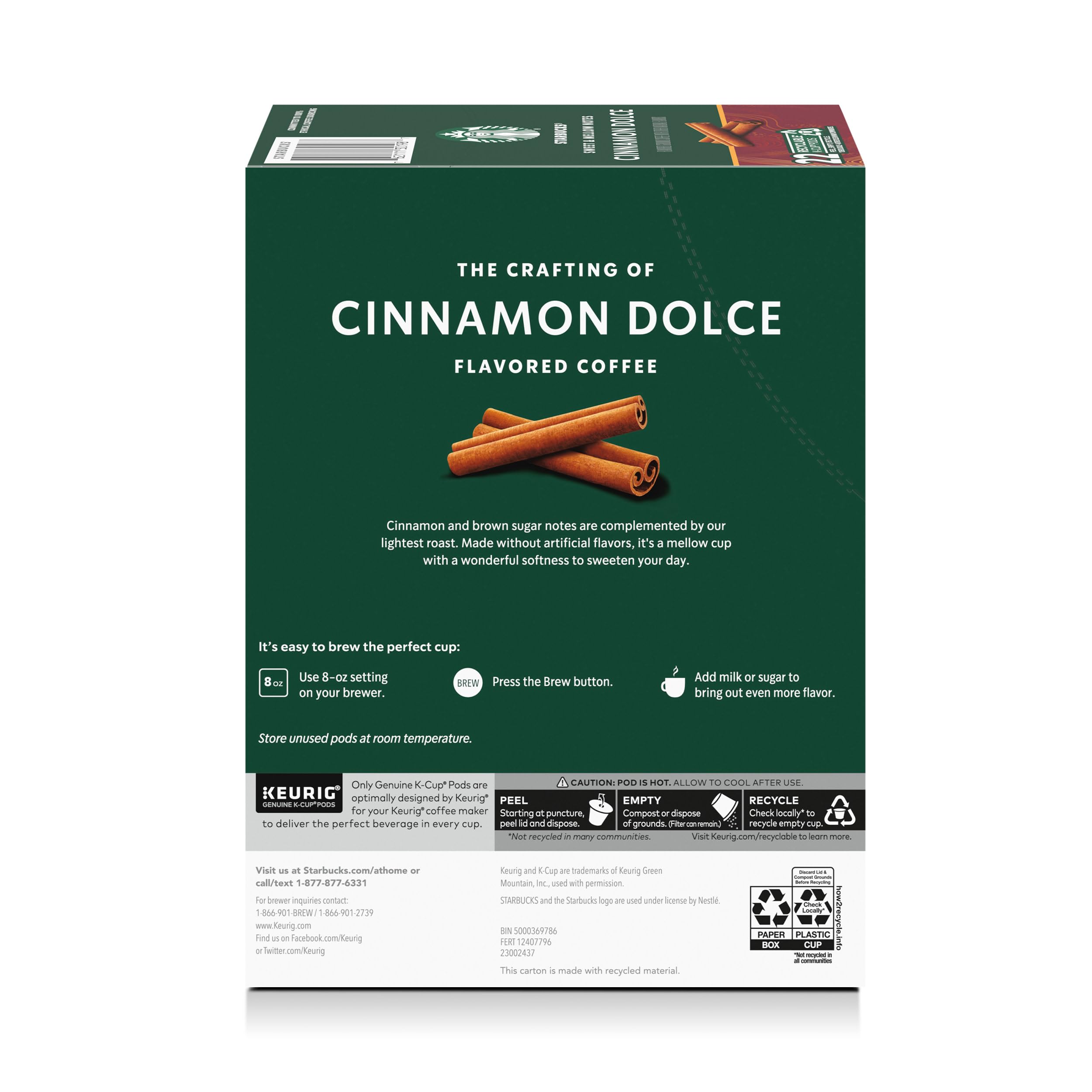 Starbucks Cinnamon Dolce packaging box—neatly organized for at-home use.