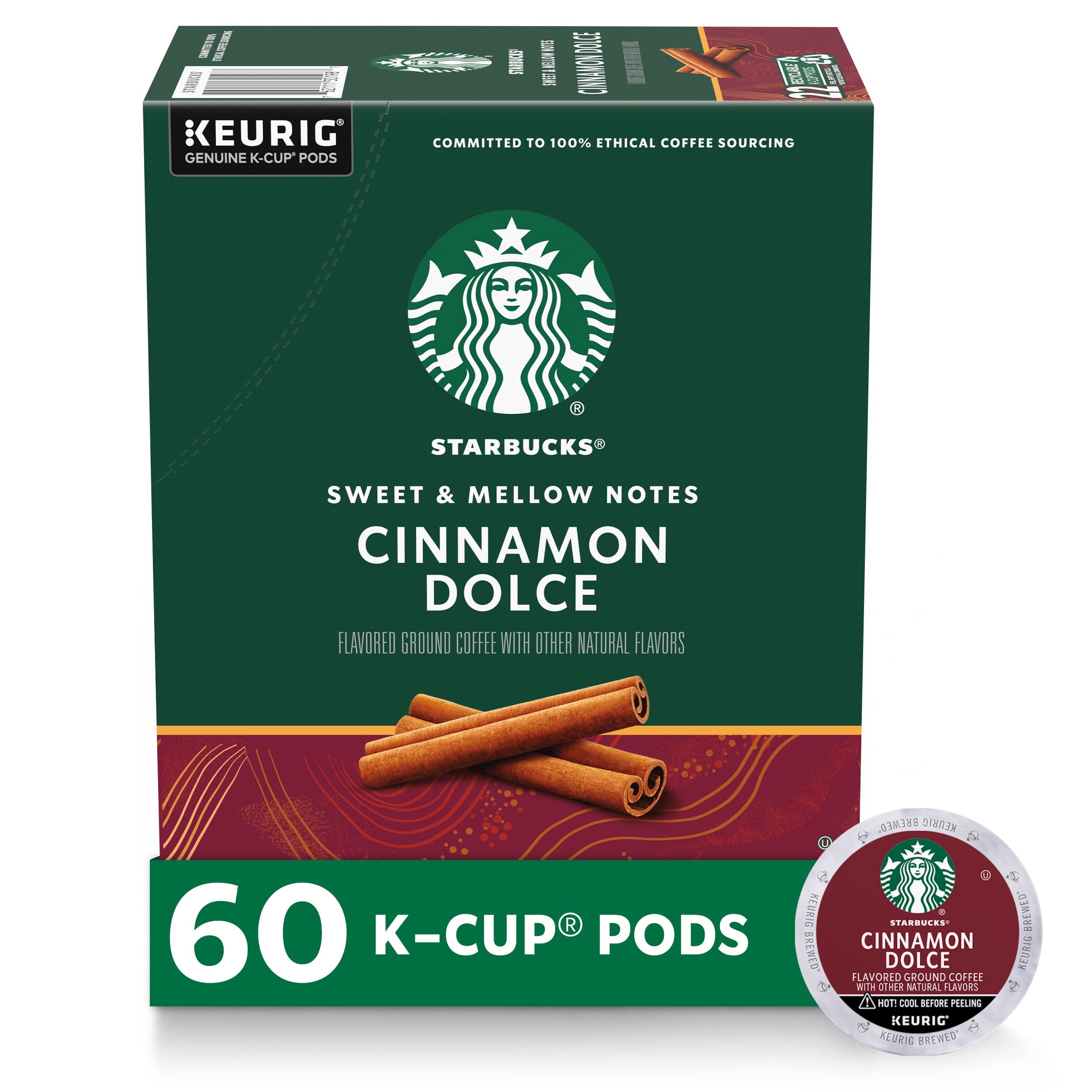 Starbucks Cinnamon Dolce pod box front for quick home brewing.