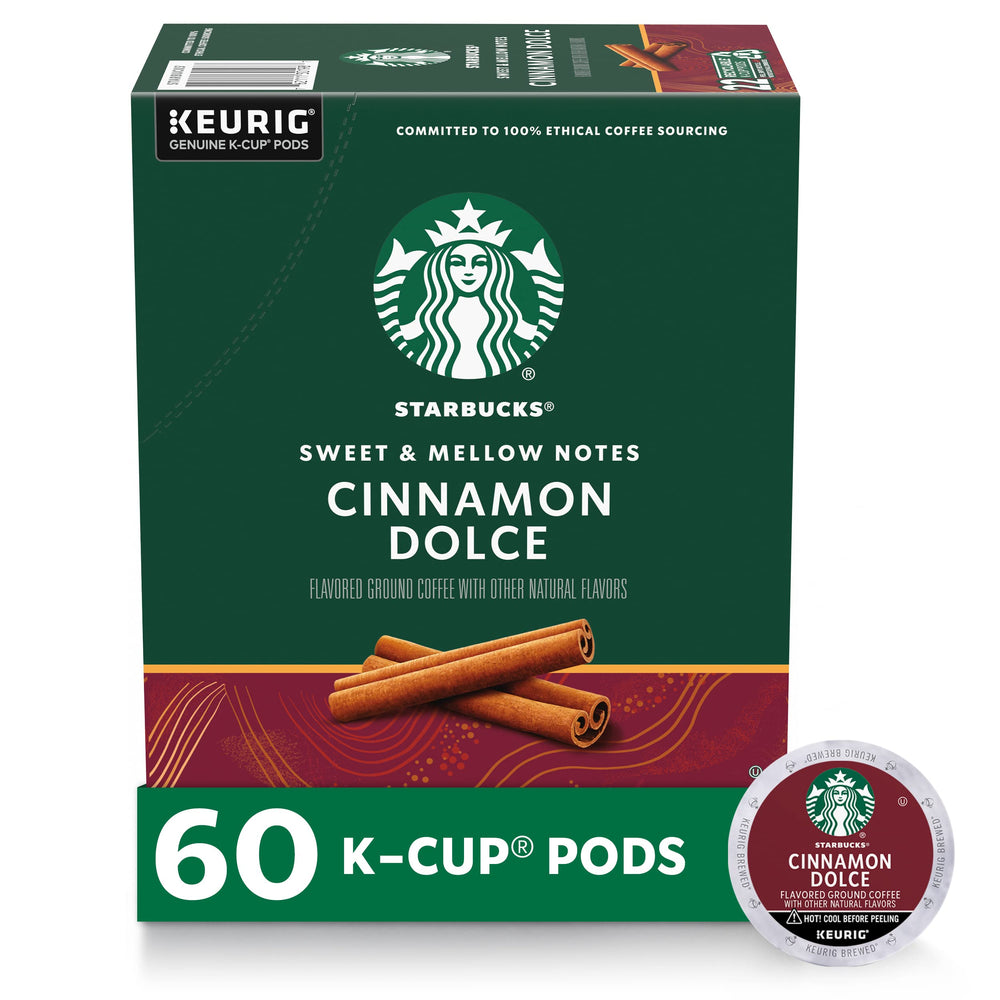 Starbucks Cinnamon Dolce pod box front for quick home brewing.