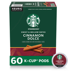 Starbucks Cinnamon Dolce pod box front for quick home brewing.