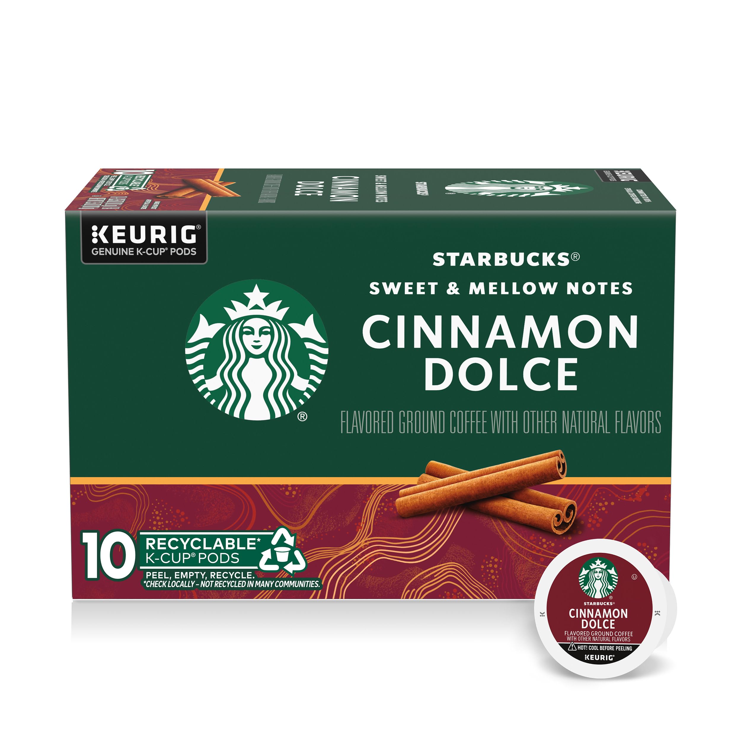 Starbucks Cinnamon Dolce pod in blister pack for convenient single-serve brewing at home