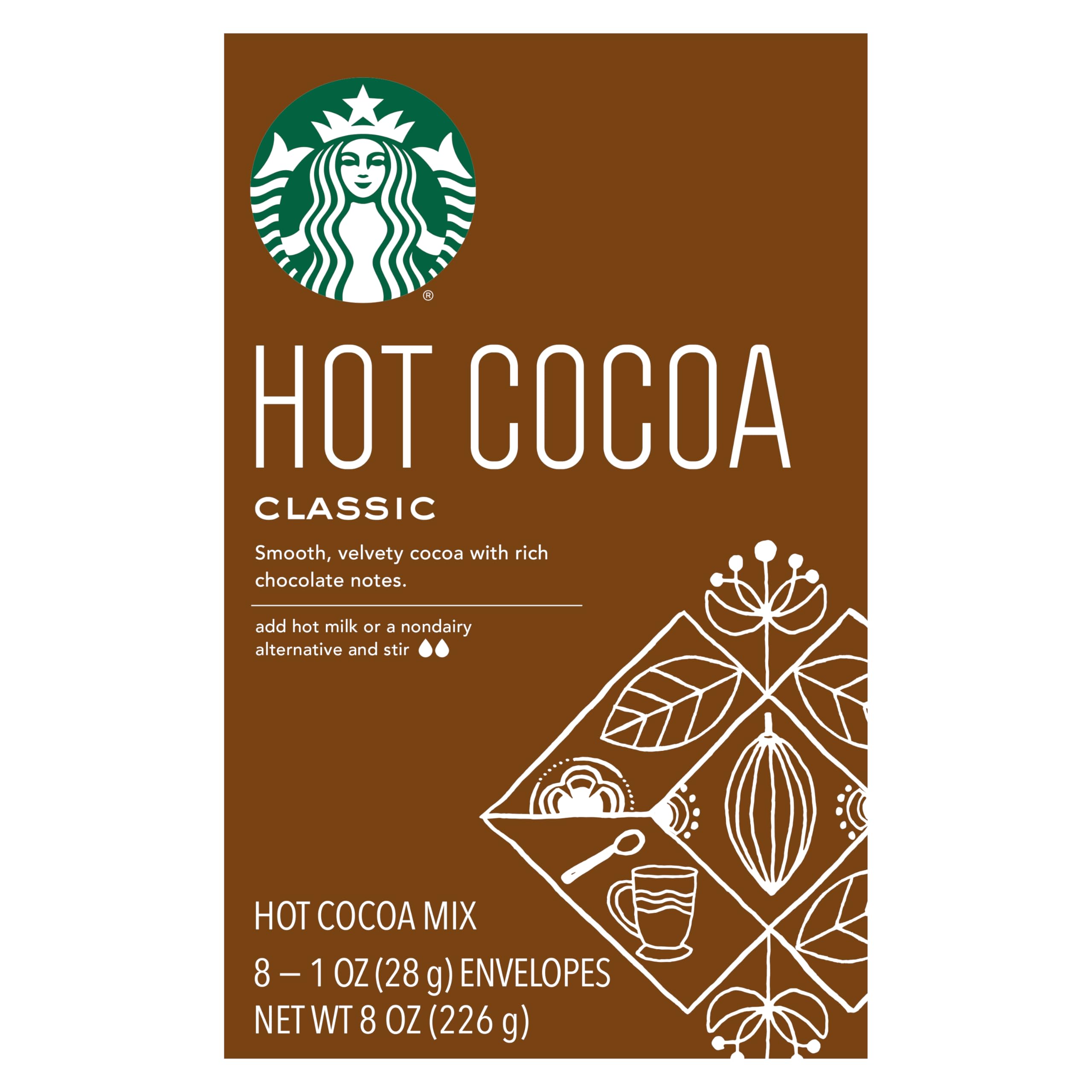 Close-up of Starbucks Classic Hot Cocoa powder swirling in hot milk