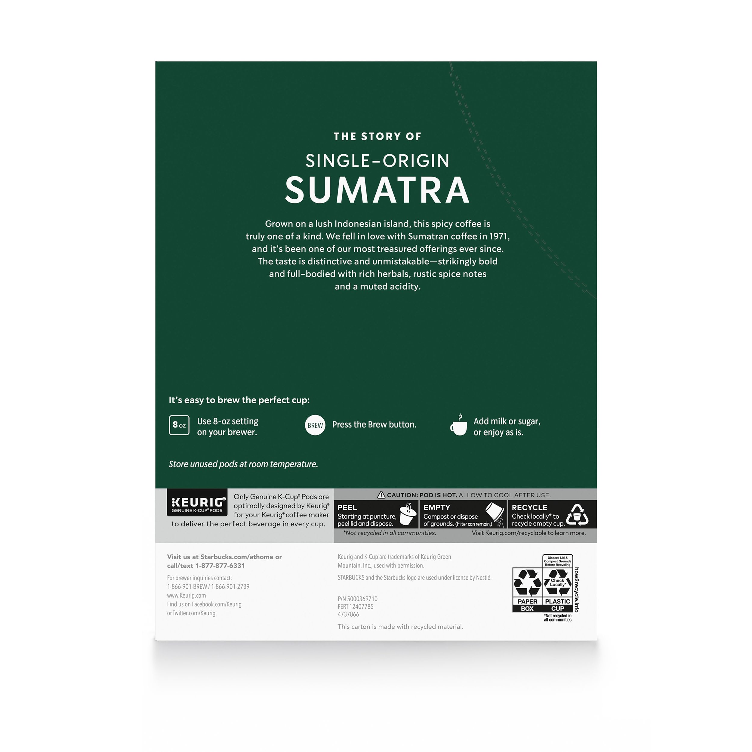 Starbucks Sumatra pods are versatile for milk or syrups.
