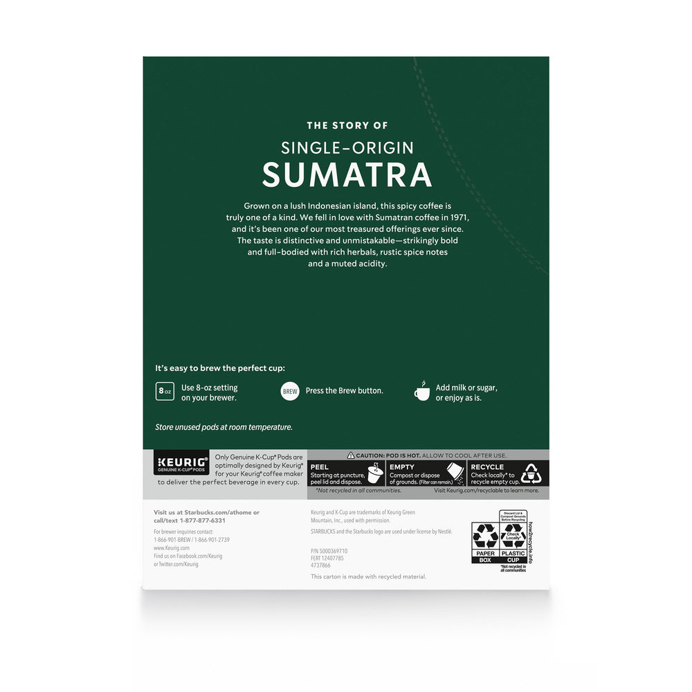 Starbucks Sumatra pods are versatile for milk or syrups.
