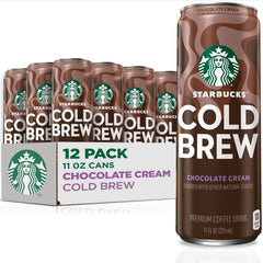 Starbucks Cold Brew Chocolate Cream 11oz can lineup for refreshing iced coffee