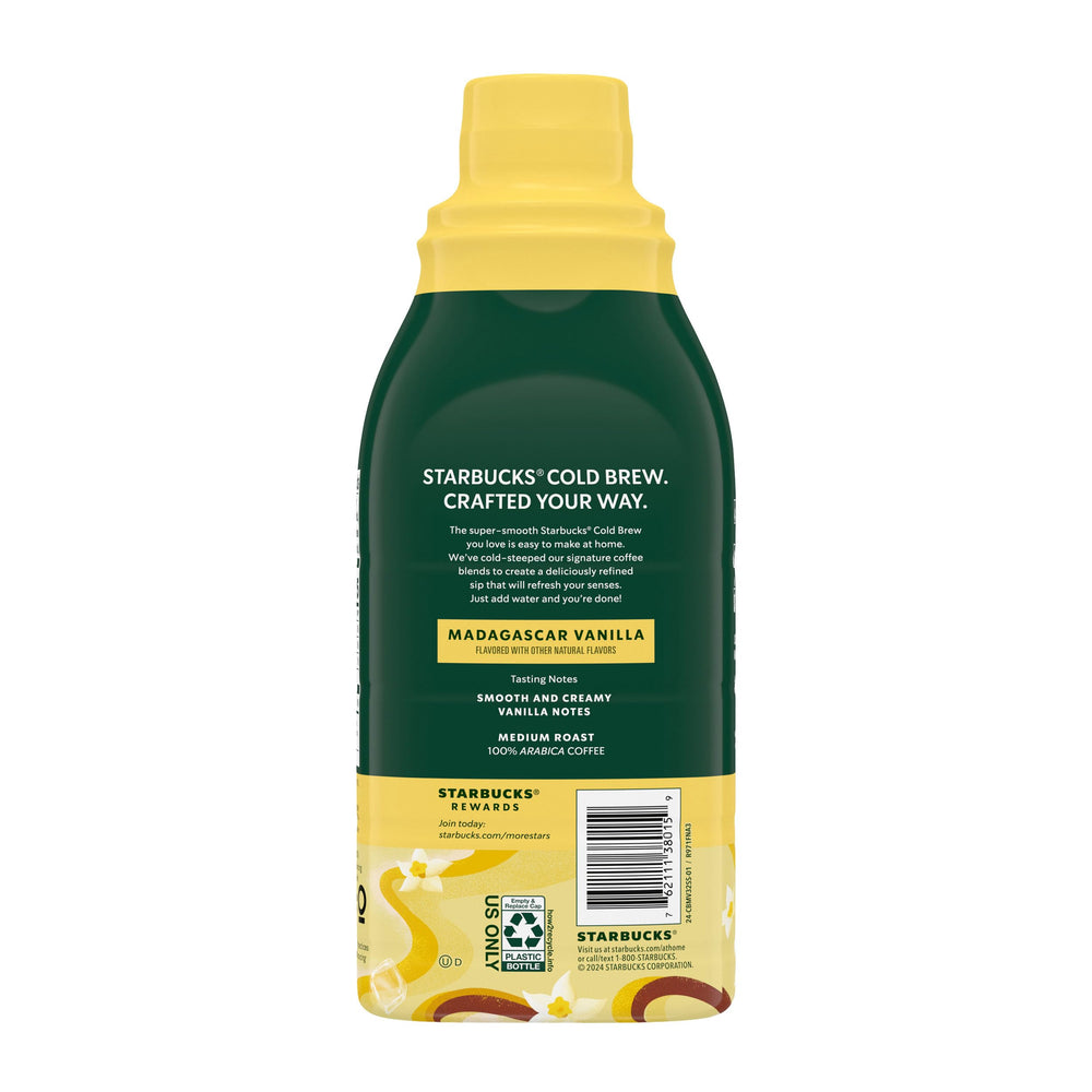 Starbucks Cold Brew Madagascar Vanilla bottle with creamy finish, versatile for syrups