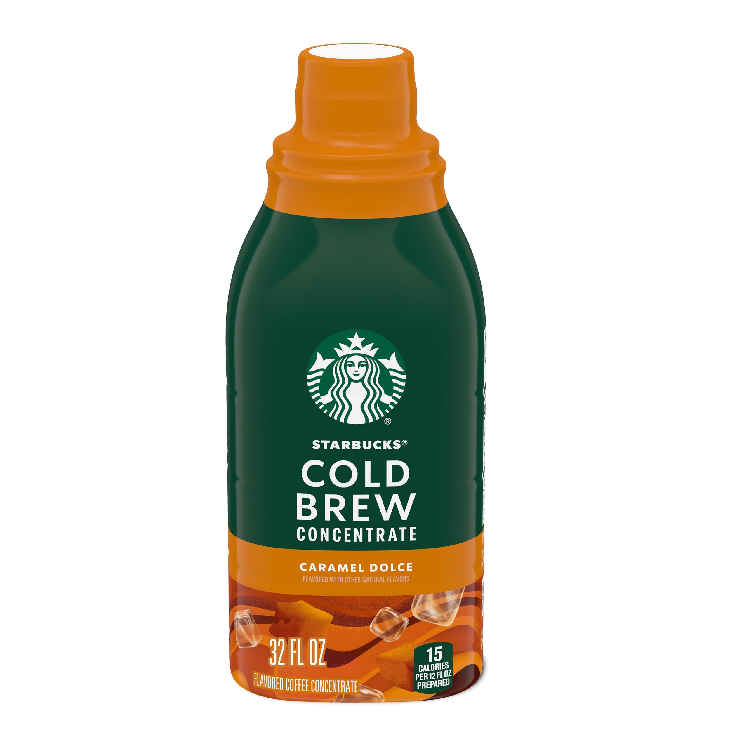 Starbucks Caramel Dolce concentrate bottle ready for easy at-home cold brew.