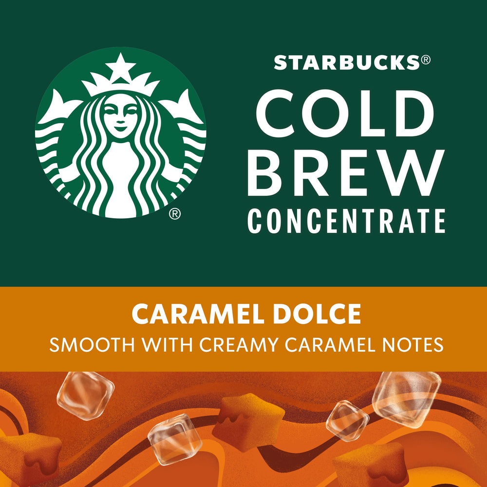 Glass of ready-to-drink iced coffee made with Starbucks concentrate.