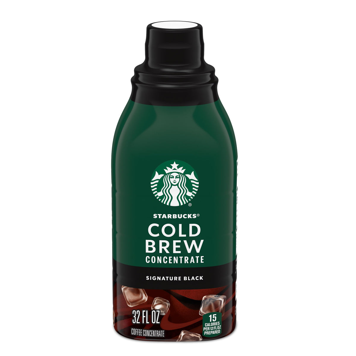Starbucks Cold Brew Concentrate Signature Black bottle ready to mix for smooth iced coffee.
