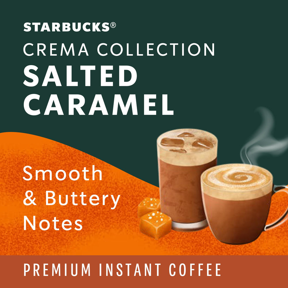 Starbucks Crema Salted Caramel iced coffee pour showing versatility