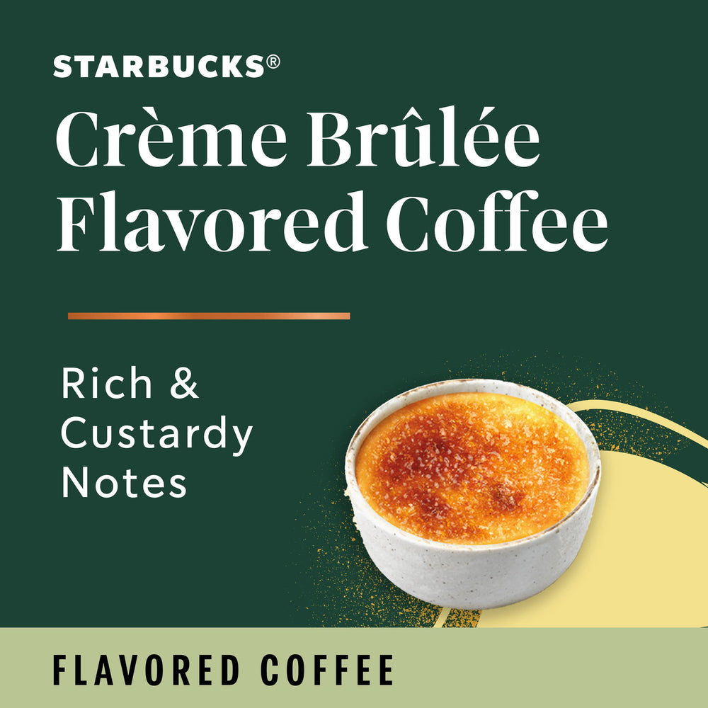 Starbucks Creme Brulee pods hot brew setup showing quick morning coffee.