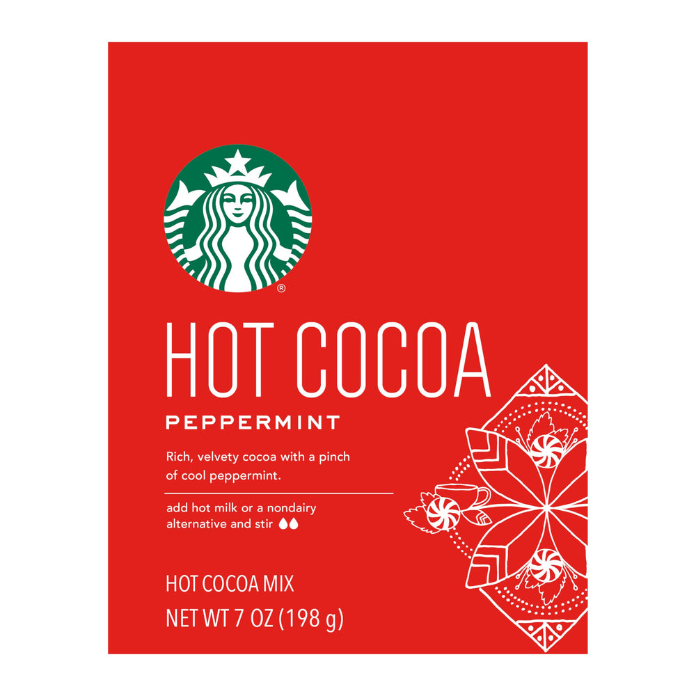 Detail of dark chocolate chips in Starbucks Peppermint Cocoa mix.