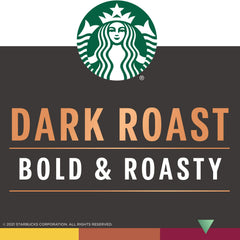 Starbucks Dark Roast cup with steaming aroma highlights comforting roast