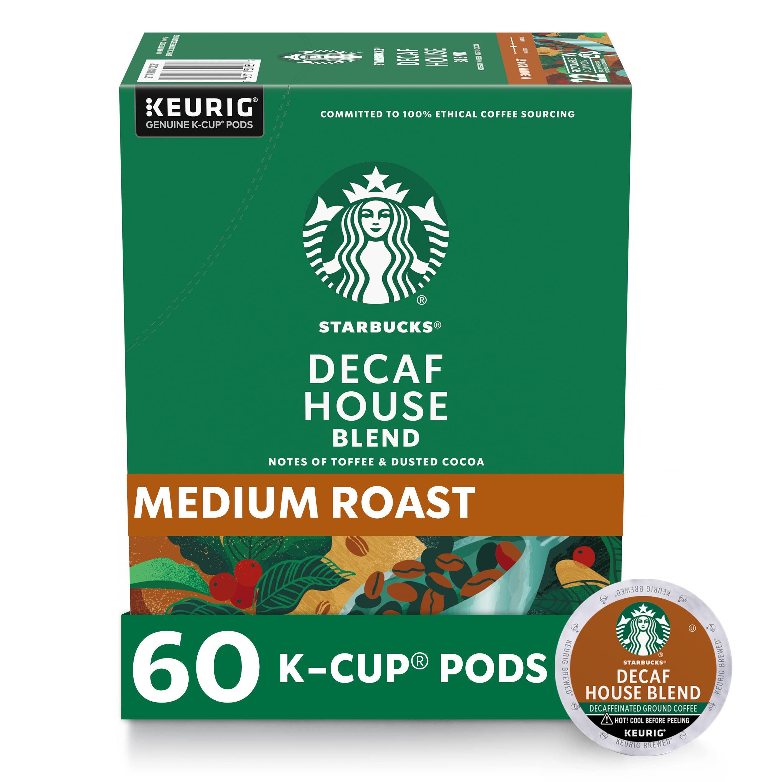 Starbucks Decaf House Blend K-Cup box ready for Keurig brewers.