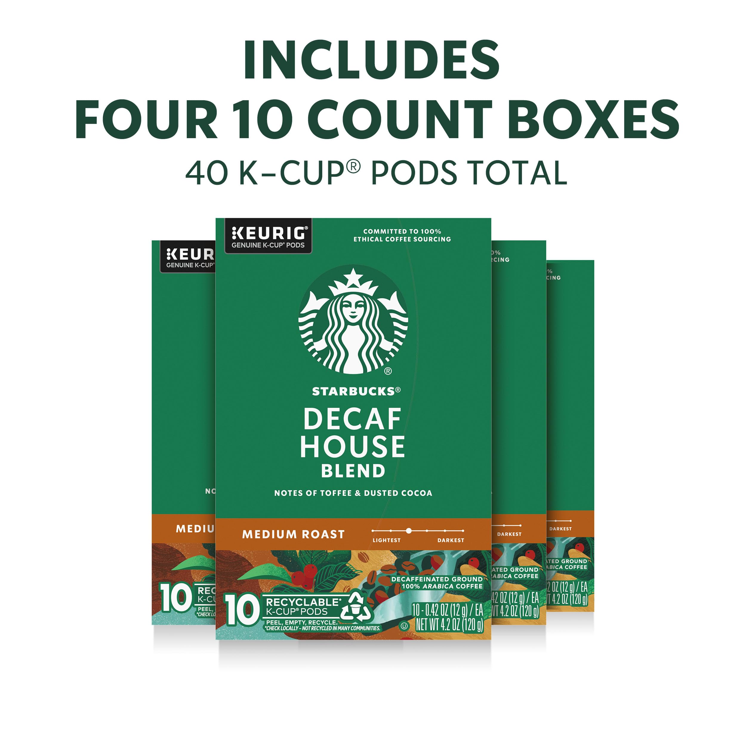 Starbucks Decaf House Blend K-Cup pods ready for everyday Keurig brewing
