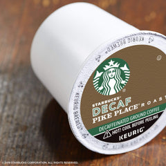 Starbucks Pike Place Decaf pods compatible with Keurig for quick brews.