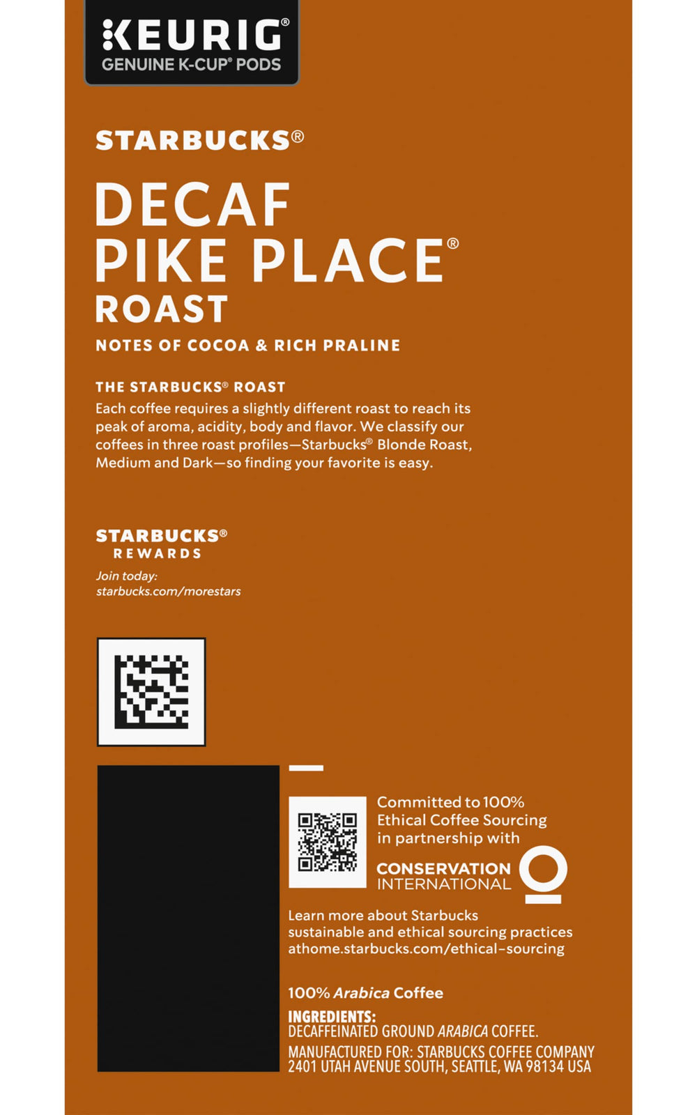 Starbucks Decaf Pike Place K-Cups toasted-nuts finish for warmth