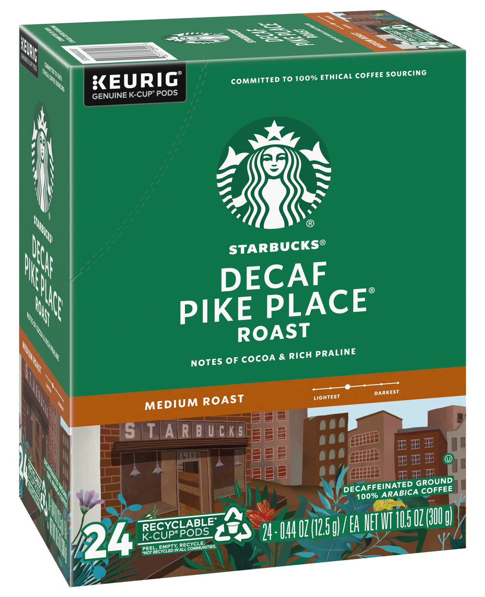 Steaming cup of Starbucks Decaf Pike Place in a morning ritual