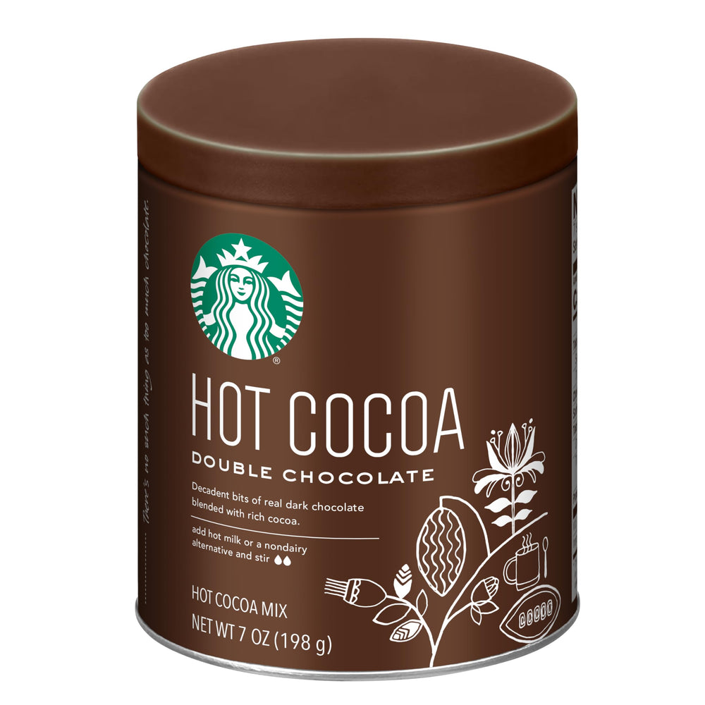 Starbucks double chocolate hot cocoa tin for premium home or office enjoyment.