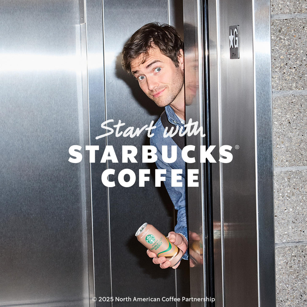 Starbucks Doubleshot Energy Drink close-up; creamy white chocolate notes and rich coffee aroma.
