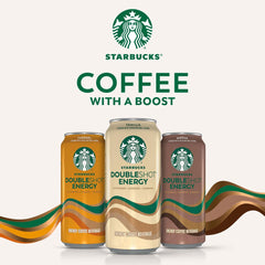 Starbucks Doubleshot Energy Drink stacked cans; multipack ideal for pantry or fridge.