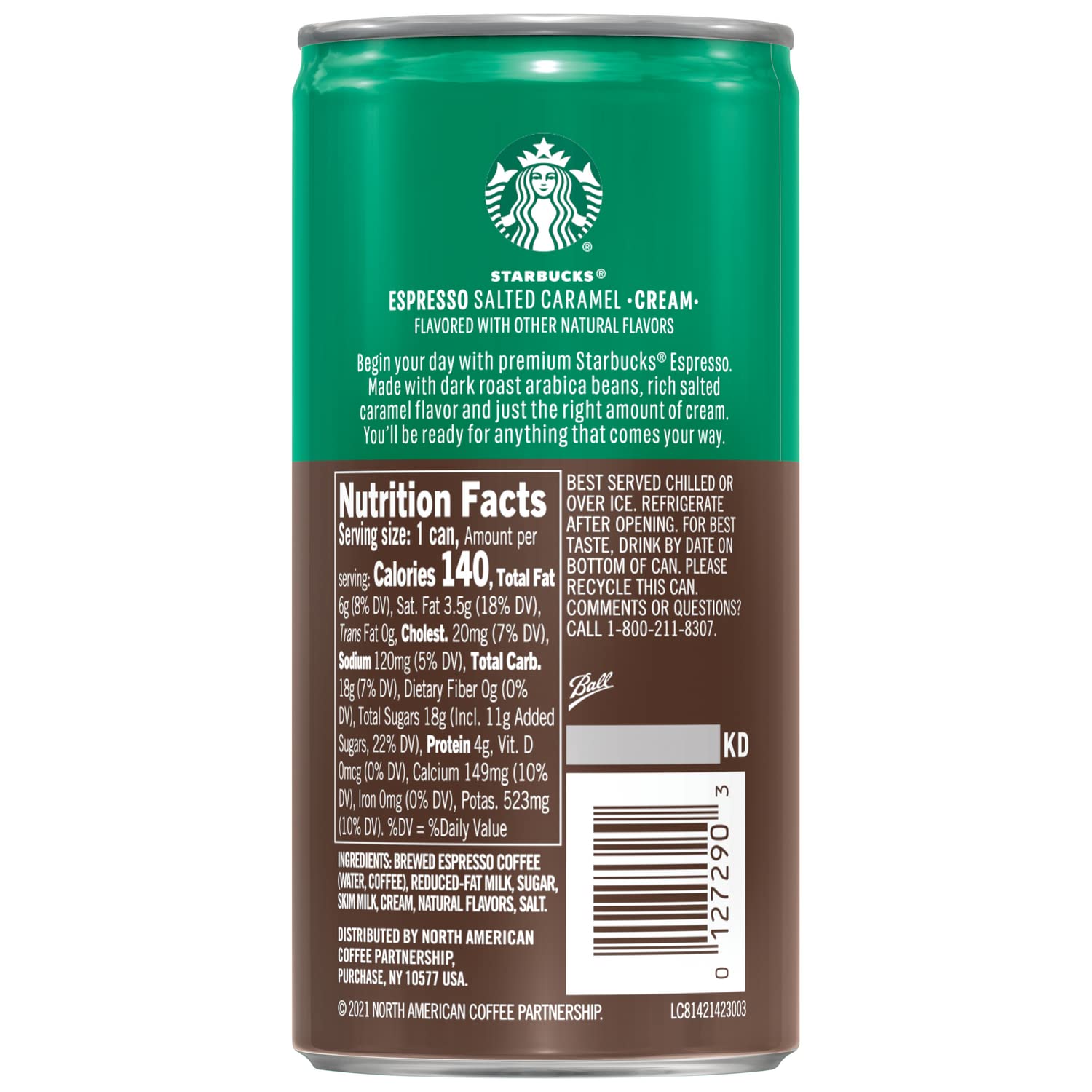Starbucks Doubleshot Salted Caramel iced coffee in glass ready to enjoy at home