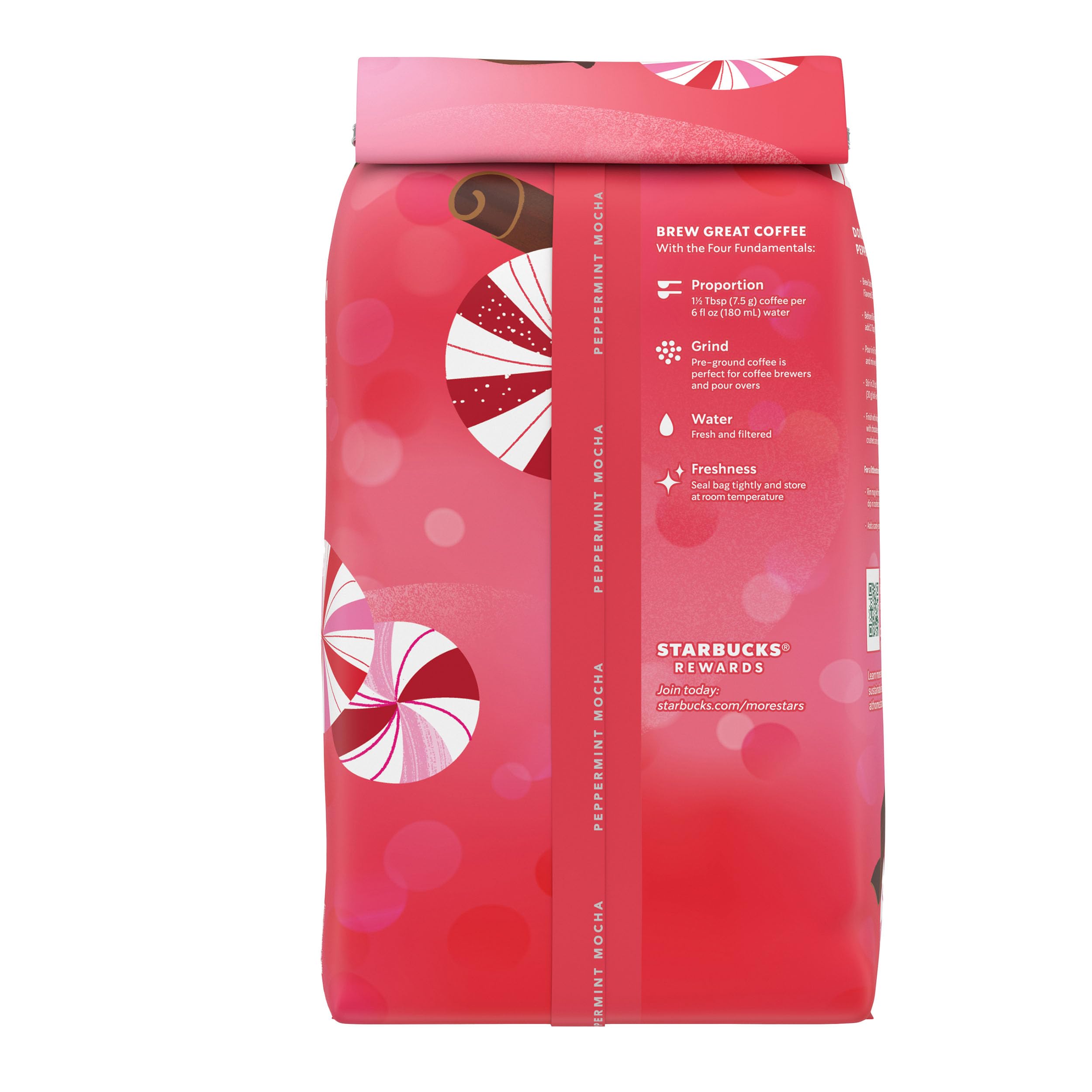 Starbucks flavored coffee swirls hint at cocoa notes and warmth.