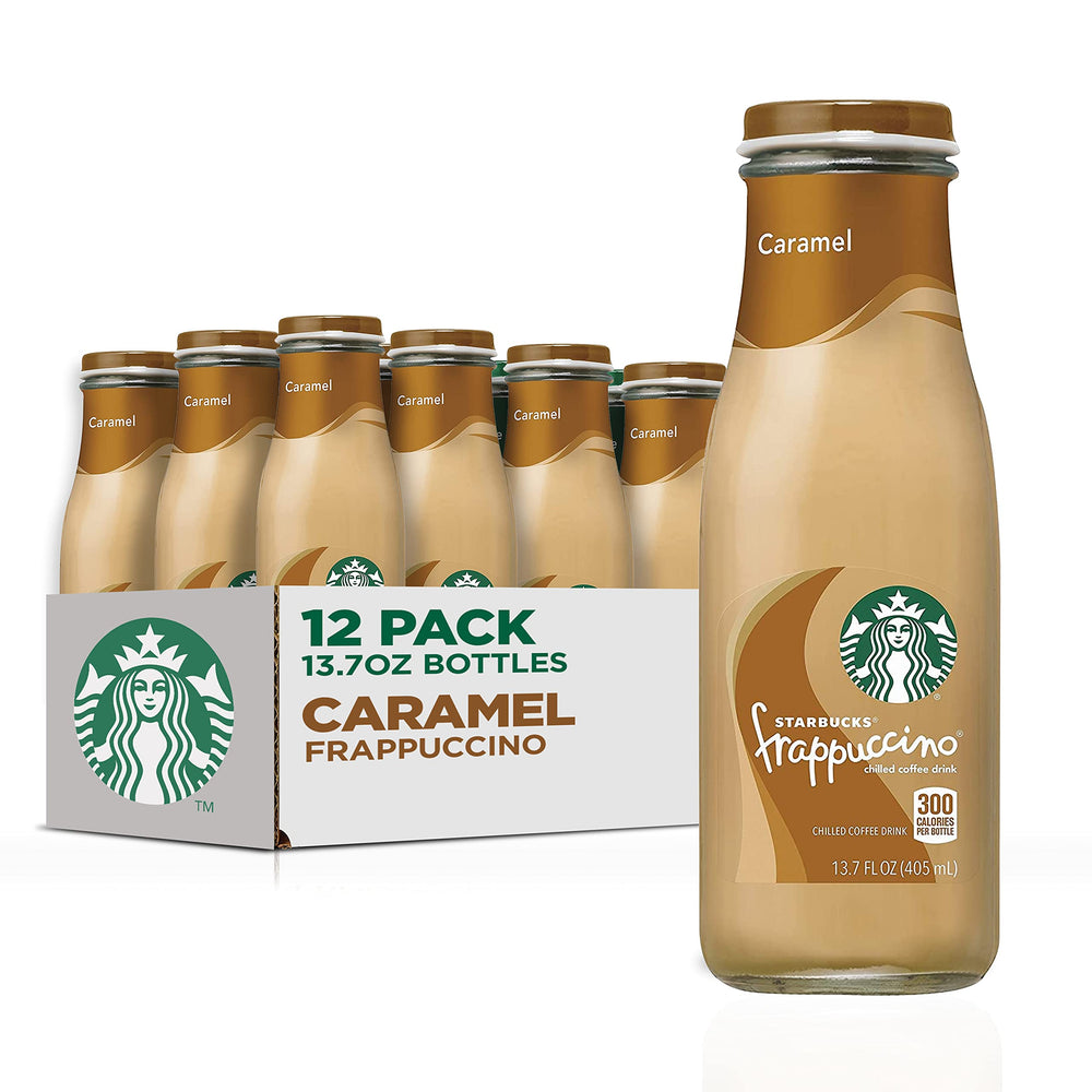 Starbucks Frappuccino Caramel 12-pack bottles ready for on-the-go refreshment
