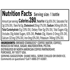 Starbucks Frappuccino bottle pour showing creamy milk swirl with real coffee.