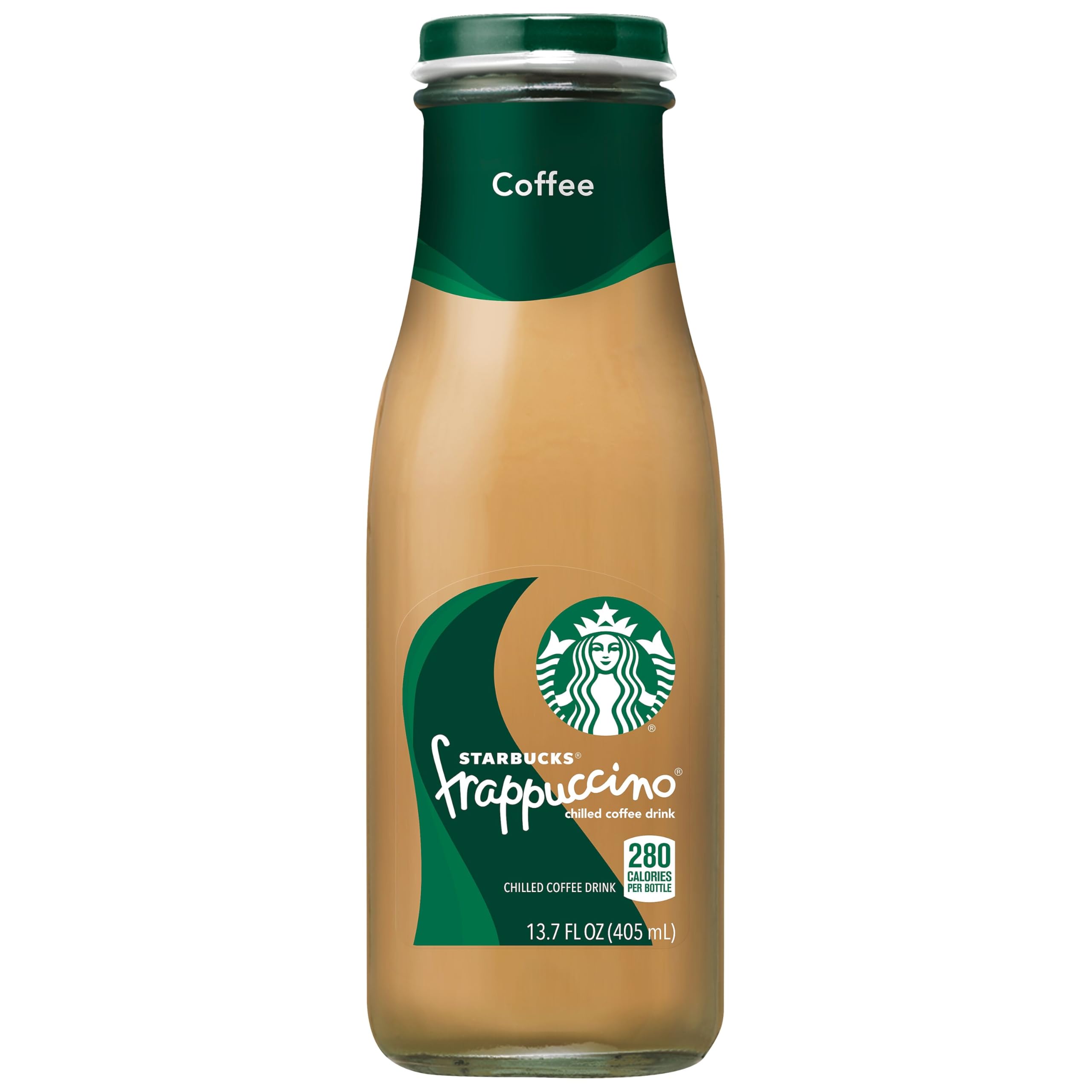 Starbucks Frappuccino coffee label closeup highlighting arabica beans and cafe-inspired flavor.
